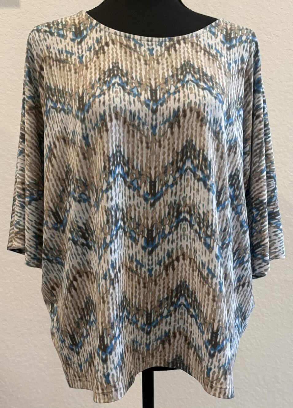 Easywear by Chico’s Multicolored Chevron Print Top Size 2 (Large)